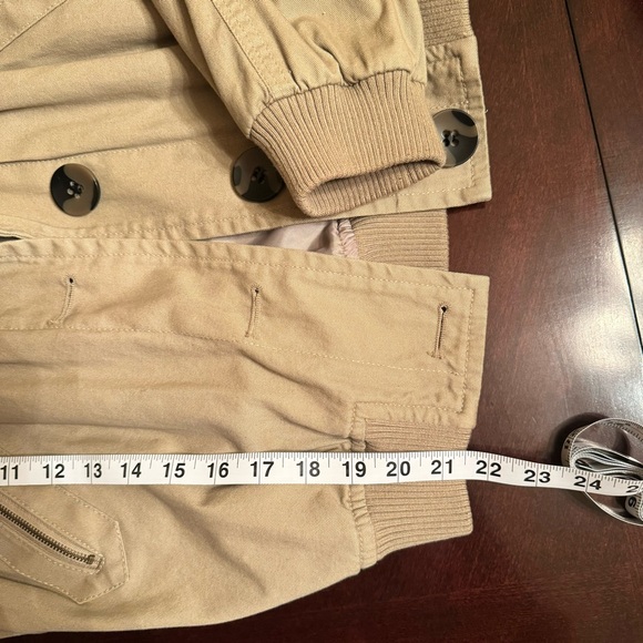 Daytrip Women’s Taupe Utility Bomber Jacket w/ Zipper Pockets & Button Front - Picture 9 of 13